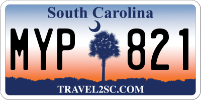 SC license plate MYP821
