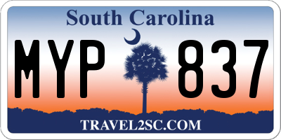 SC license plate MYP837