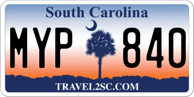 SC license plate MYP840