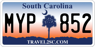 SC license plate MYP852
