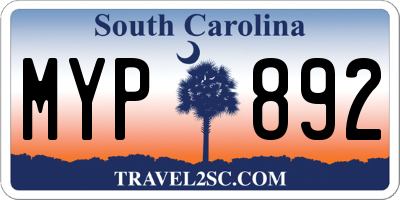 SC license plate MYP892