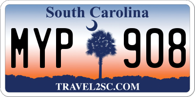 SC license plate MYP908