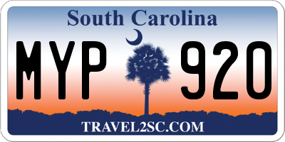 SC license plate MYP920