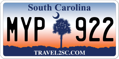 SC license plate MYP922