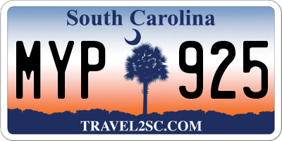 SC license plate MYP925