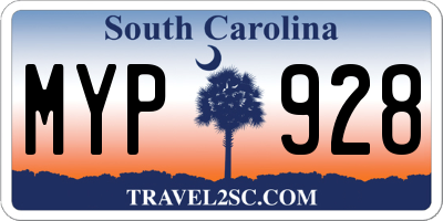 SC license plate MYP928