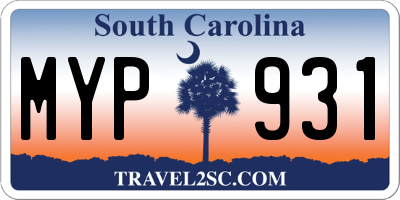 SC license plate MYP931