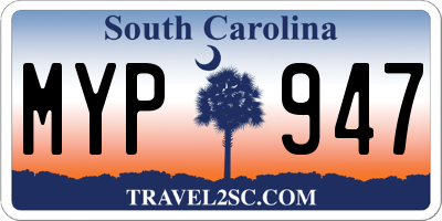 SC license plate MYP947
