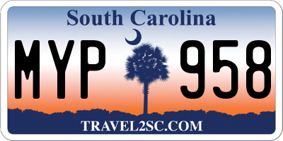 SC license plate MYP958