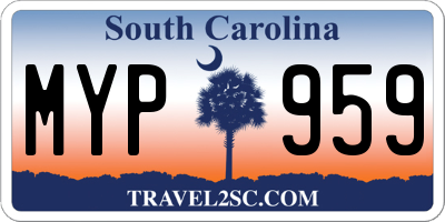 SC license plate MYP959