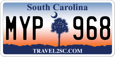 SC license plate MYP968