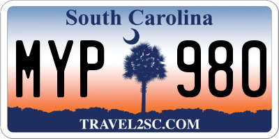 SC license plate MYP980