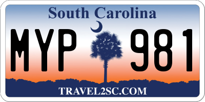 SC license plate MYP981