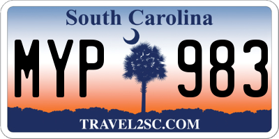 SC license plate MYP983