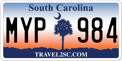 SC license plate MYP984