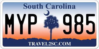 SC license plate MYP985