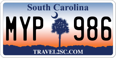 SC license plate MYP986