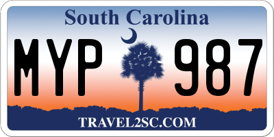 SC license plate MYP987