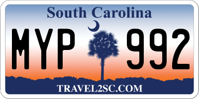 SC license plate MYP992