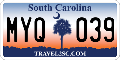 SC license plate MYQ039