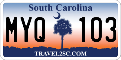 SC license plate MYQ103