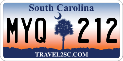 SC license plate MYQ212