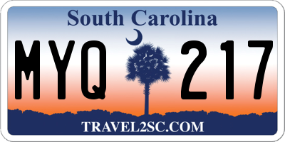 SC license plate MYQ217