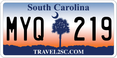 SC license plate MYQ219