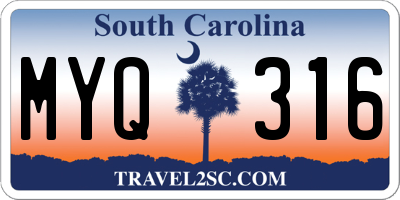 SC license plate MYQ316
