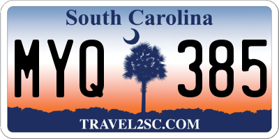 SC license plate MYQ385