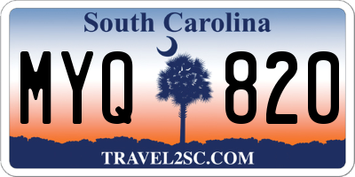 SC license plate MYQ820