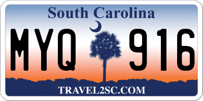 SC license plate MYQ916