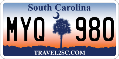 SC license plate MYQ980