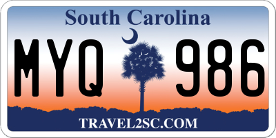 SC license plate MYQ986