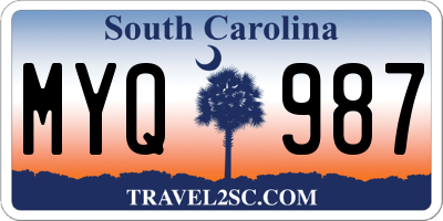 SC license plate MYQ987