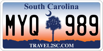 SC license plate MYQ989