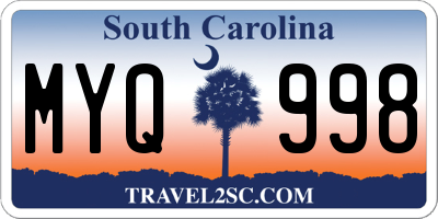 SC license plate MYQ998