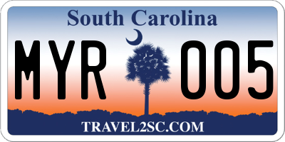 SC license plate MYR005