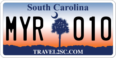 SC license plate MYR010
