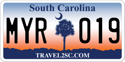 SC license plate MYR019