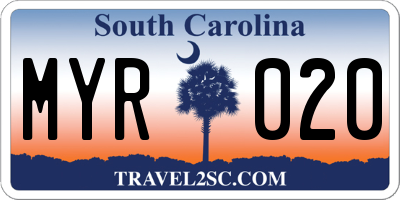 SC license plate MYR020