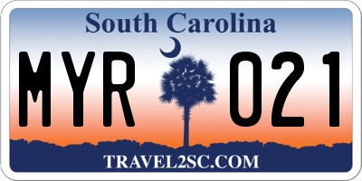 SC license plate MYR021