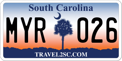 SC license plate MYR026