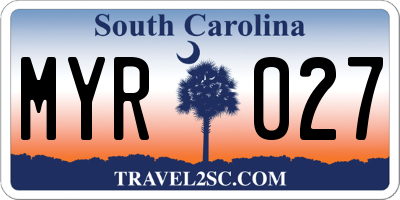 SC license plate MYR027