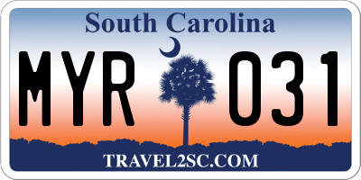 SC license plate MYR031
