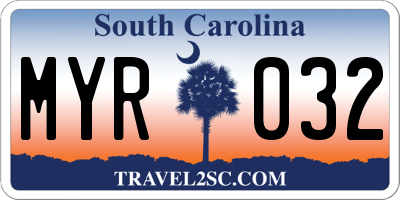 SC license plate MYR032
