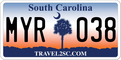 SC license plate MYR038