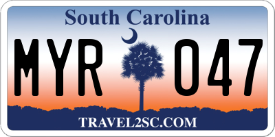 SC license plate MYR047