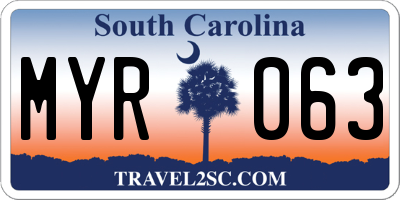 SC license plate MYR063