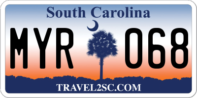 SC license plate MYR068